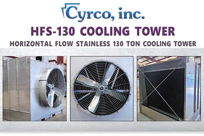 Cyrco, inc.s Custom Manufactured Horizontal Flow Stainless Steel Cooling Tower 130 Tons 390 GPM